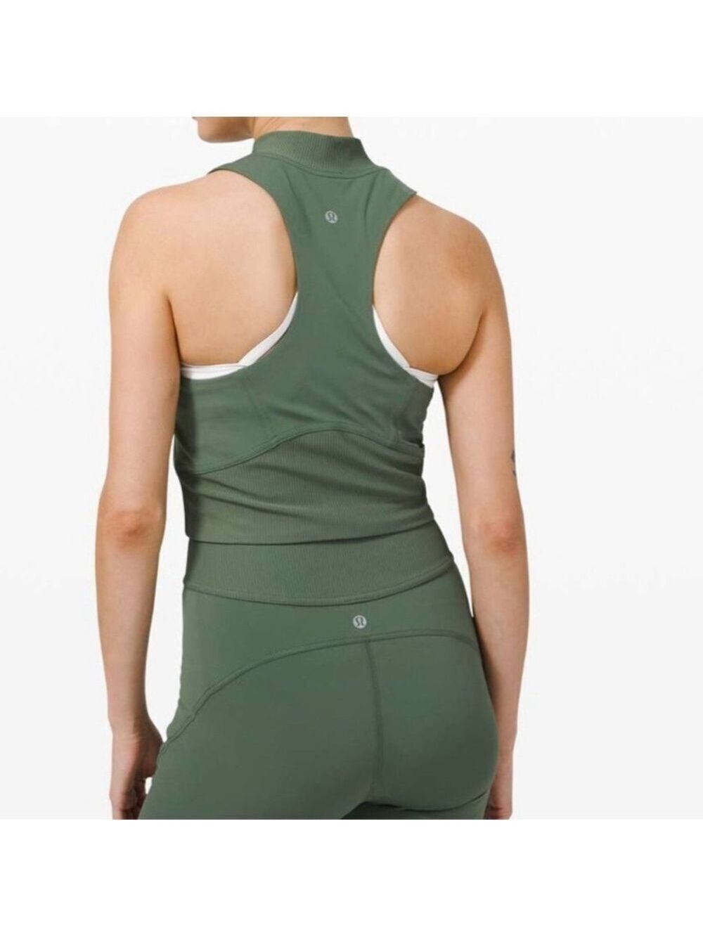 Lululemon Train Free Crop Tank Algae Green Size 6 Nulux